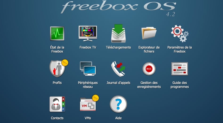 Menu do Freebox OS