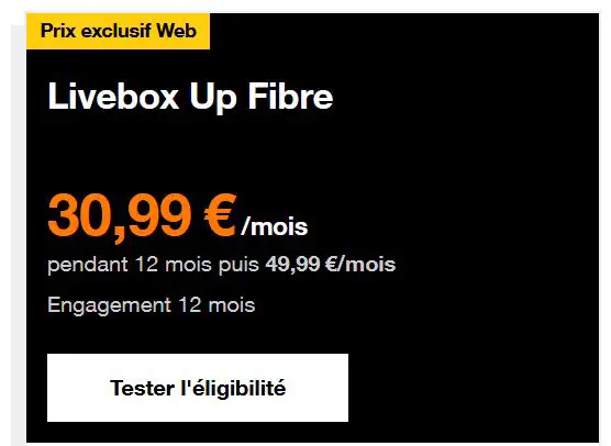 Prix Livebox Up fibre