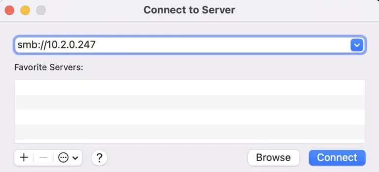 conexión a recurso compartido smb por dirección IP en macOS.