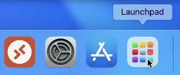 abriendo el launchpad en macOS.